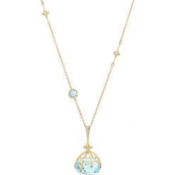 Naszyjnik - złoto 750, Brylant 0,03ct,topaz london blue,. Żółte naszyjniki damskie W.KRUK, z topazem, złote. Za 9790,00 zł.