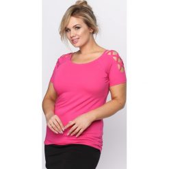 Bluzki asymetryczne: Fuksjowy T-shirt Curtains