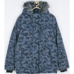 Kurtka. Niebieskie kurtki chłopięce Winter Time, z nadrukiem, z poliesteru, długie, bez kaptura. Za 192,90 zł.