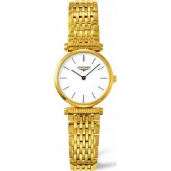 LONGINES LA GRANDE CLASSIQUE L4.209.2.12.8. Białe zegarki damskie marki LONGINES, pozłacane. Za 4570,00 zł.