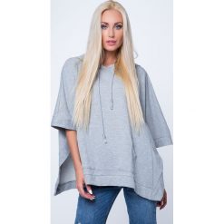 Bluzy damskie: Bluza ponczo jasnoszara MP17411