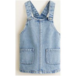 Mango Kids - Sukienka dziecięca Elva 80-104 cm. Szare sukienki dziewczęce marki Mango Kids, bez wzorów, z bawełny, casualowe, bez rękawów, mini, proste. Za 79,90 zł.