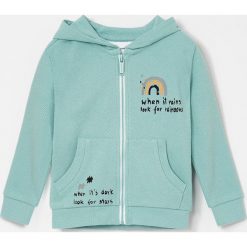 Dzianinowa bluza z kapturem - Turkusowy. Niebieskie bluzy męskie Reserved, bez wzorów, z dzianiny, z kapturem, bez rękawów, z kapturem. W wyprzedaży za 39,99 zł.