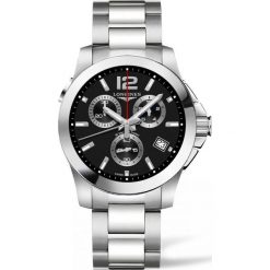 LONGINES Conquest Chronograph L3.702.4.56.6. Czarne zegarki męskie marki LONGINES, ze stali. Za 5810,00 zł.