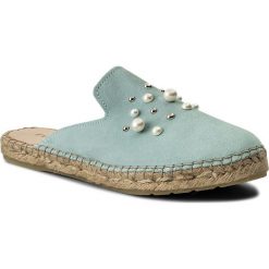 Espadryle EVA MINGE - Camas 3O 18MJ1372400ES 213. Zielone espadryle damskie Eva Minge, z aplikacjami, ze skóry, bez obcasa. W wyprzedaży za 169,00 zł.