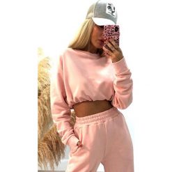 Bluza damska SEVELINA PUDRA. Różowe bluzy sportowe damskie IVET, bez wzorów, bez rękawów, bez kaptura. W wyprzedaży za 79,00 zł.