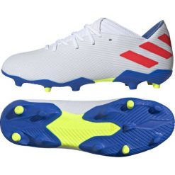 Buty piłkarskie adidas Nemeziz Messi 19.3 Fg M F34400. Białe buty sportowe męskie Adidas, z materiału, na sznurówki, do piłki nożnej. W wyprzedaży za 339,00 zł.
