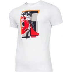 T-shirt męski TSM242 - biały. Białe koszulki męskie 4f, m, bez wzorów, bez kołnierzyka, bez rękawów. Za 59,99 zł.