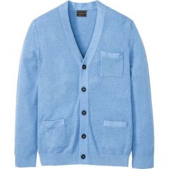 Sweter rozpinany z kaszmirem bonprix jasnoniebieski melanż. Niebieskie swetry męskie bonprix, s, bez wzorów, z kaszmiru. Za 149,99 zł.
