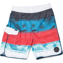 Szorty kąpielowe w kwiaty 8-16 lat. Czerwone kąpielówki chłopięce marki Rip Curl, w kwiaty, z materiału, młodzieżowe. Za 138,56 zł.