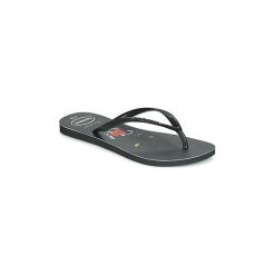 Japonki Havaianas SLIM ANIMAL PRINT. Czarne klapki damskie Havaianas, bez wzorów, bez obcasa. Za 89,25 zł.