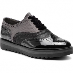 Oxfordy MARCO TOZZI - 2-23701-21 Black Comb 098. Czarne creepersy damskie Marco Tozzi, z materiału, na płaskiej podeszwie. Za 179,90 zł.
