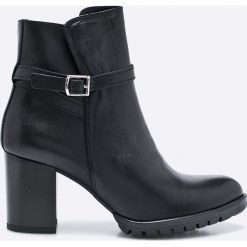 CheBello - Botki. Czarne buty zimowe damskie CheBello, z materiału, z okrągłym noskiem, na obcasie. W wyprzedaży za 199,90 zł.