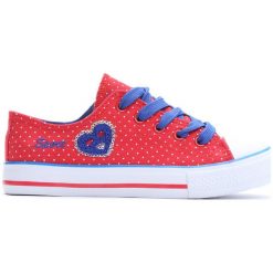 Czerwone Trampki I Love Sport. Czerwone buty sportowe dziewczęce marki Born2be, z materiału, z okrągłym noskiem, na zamek. Za 14,99 zł.