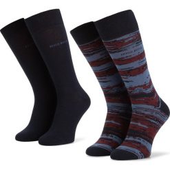 Zestaw 2 par wysokich skarpet męskich BOSS - 2P Rs Stripe Cc 50414712 401. Czerwone skarpetki męskie Boss, bez wzorów, z elastanu. Za 65,00 zł.
