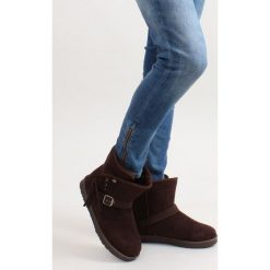 Kasztanowe emusy damskie VENDELLA. Brązowe kozaki damskie FunKee.pl, na zimę, z zamszu, bez zapięcia. Za 90,99 zł.