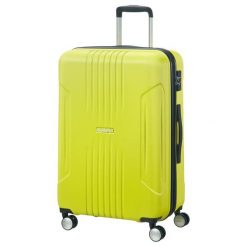 American Tourister Walizka Podróżna Tracklite 67 Cm Limonkowy. Żółte walizki American Tourister, bez wzorów. Za 368,00 zł.