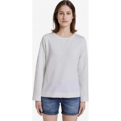 Tom Tailor Denim Sweter Biały. Białe bluzy damskie TOM TAILOR DENIM, s, z nadrukiem, z elastanu, bez rękawów, bez kaptura. Za 216,95 zł.