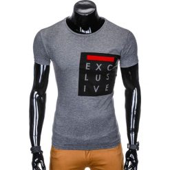 T-shirty męskie: T-SHIRT MĘSKI Z NADRUKIEM S882 – GRAFITOWY