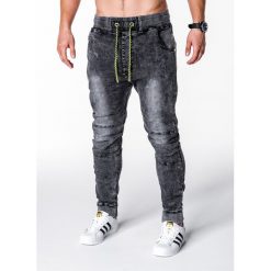 Joggery męskie: SPODNIE MĘSKIE JEANSOWE JOGGERY P652 – CZARNE