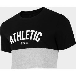 T-shirt męski TSM075 - głęboka czerń. Koszulki męskie 4f, m, bez wzorów, z bawełny, bez kołnierzyka. W wyprzedaży za 59,99 zł.