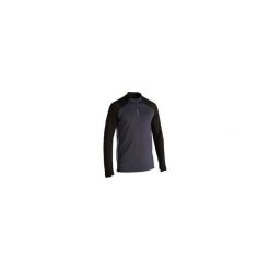 Bluza do piłki nożnej T500 na suwak 1/2. Niebieskie bluzy męskie KIPSTA, s, bez wzorów, z elastanu, bez kołnierzyka, bez rękawów, bez kaptura. Za 69,99 zł.