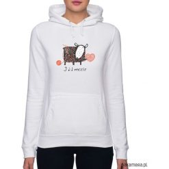 Bluza damska z owieczką. Szare bluzy damskie Pakamera, z nadrukiem, bez rękawów, z kapturem. Za 119,00 zł.