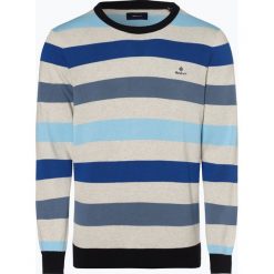 Gant - Sweter męski, niebieski. Niebieskie swetry męskie GANT, m, w paski, z bawełny, bez kołnierzyka, bez kaptura. Za 449,95 zł.