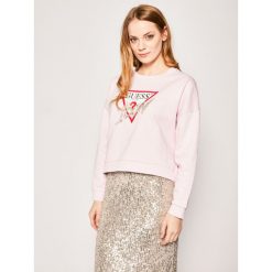 Bluza Guess Icon Fleece W0GQ18 K68I0. Żółte bluzy damskie Guess, xs, z aplikacjami, z bawełny, bez rękawów, bez kaptura. W wyprzedaży za 239,00 zł.
