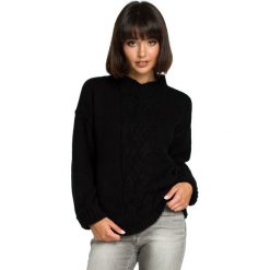 Sweter z warkoczem - czarny. Czarne swetry damskie BE, s, bez wzorów, ze splotem, klasyczne, bez rękawów, bez kaptura. Za 149,00 zł.