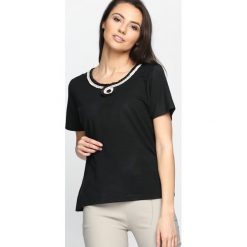 Czarny T-shirt Swash. Czarne bluzki damskie marki Born2be, m. Za 14,99 zł.