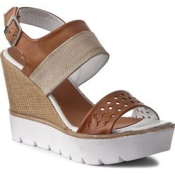 Espadryle SIMEN - 0524 K.J.Brown/3D Ts Złoto/Beż. Pomarańczowe klapki damskie Simen, bez wzorów, ze skóry, bez obcasa, na obcasie. W wyprzedaży za 129,00 zł.