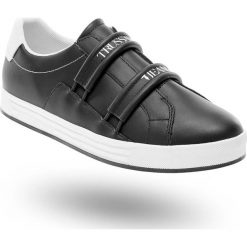 SNEAKERSY SKÓRZANE Trussardi Jeans. Czarne sneakersy męskie Trussardi Jeans, bez zapięcia. Za 299,50 zł.