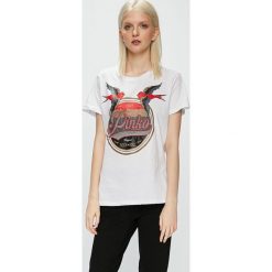 Pinko - Top Stereo. Szare topy damskie Pinko, m, z nadrukiem, z bawełny, z okrągłym kołnierzem. Za 449,90 zł.