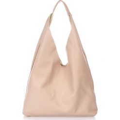 Torebki klasyczne damskie: Skórzana torebka w kolorze jasnoróżowym – 40 x 32 x 5 cm