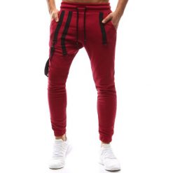 Joggery męskie: Spodnie męskie joggery bordowe (ux1144)