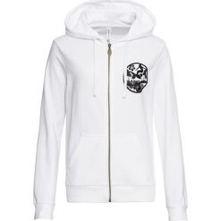 Bluza z kapturem i nadrukiem bonprix biały z nadrukiem. Bluzy damskie bonprix. Za 99,99 zł.