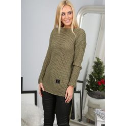 Swetry klasyczne damskie: Khaki Sweter 0010