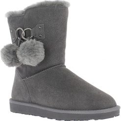 Skórzane kozaki "Gigi" w kolorze antracytowym. Szare bez kategorii marki Buty Twoich ulubionych marek, z futra. W wyprzedaży za 257,95 zł.