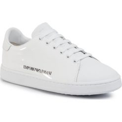 Sneakersy EMPORIO ARMANI - X3X061 XL814 A222 White/White. Białe półbuty damskie Emporio Armani, ze skóry. Za 689,00 zł.