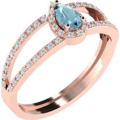 Złoty pierścionek z diamentami i syntetycznymi akwamarynami. Żółte pierścionki damskie Art of Diamond & Co., z diamentem, złote. W wyprzedaży za 650,95 zł.