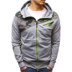 Bluzy męskie: Bluza męska rozpinana z kapturem szara (bx3481)