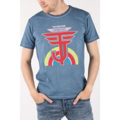 Trussardi Jeans Koszulka Niebieski. Niebieskie podkoszulki męskie Trussardi Jeans, xl, z nadrukiem, z bawełny, z krótkim rękawem. Za 266,95 zł.