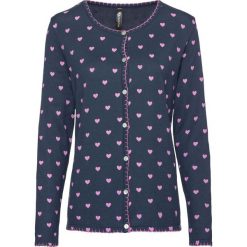 Sweter rozpinany w ludowym stylu bonprix głęboki niebieski - różowofioletowy z nadrukiem. Niebieskie kardigany damskie marki bonprix, z nadrukiem. Za 89,99 zł.