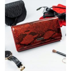 Stylowy portfel damski czerwony Cavaldi PL24-SN - Czerwony. Czerwone portfele damskie 4U Cavaldi, bez wzorów, ze skóry. Za 55,99 zł.