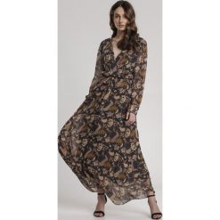 Ciemnoszara Sukienka Iaolodia. Szare sukienki damskie Renee, s, w kwiaty, z tkaniny, bez kołnierzyka, bez rękawów, długie, maxi, rozkloszowane. Za 139,99 zł.
