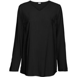 Bluzka z koronkową wstawką bonprix czarny. Czarne bluzki damskie bonprix, bez wzorów, z koronki, bez kołnierzyka, bez rękawów. Za 54,99 zł.