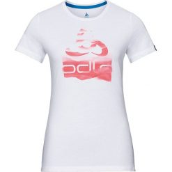 Koszulka sportowa "Kumano" w kolorze białym. Białe bluzki sportowe damskie Odlo Women, xs, z nadrukiem, z materiału, z okrągłym kołnierzem, bez rękawów, bez kaptura. W wyprzedaży za 89,95 zł.
