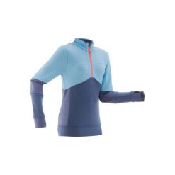 Kurtka wewnętrzna MID WARM 300. Niebieskie kurtki damskie WED'ZE, z wełny. Za 64,99 zł.