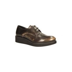 Derby Sanabella PÓŁBUTY 2103. Niebieskie derby damskie marki La Redoute Collections, w paski, z materiału, z okrągłym noskiem, na koturnie. Za 149,99 zł.